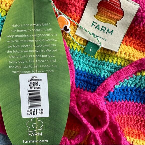 FARM RIO Rainbow Crochet Ruffle Bikini Top - Picture 9 of 9